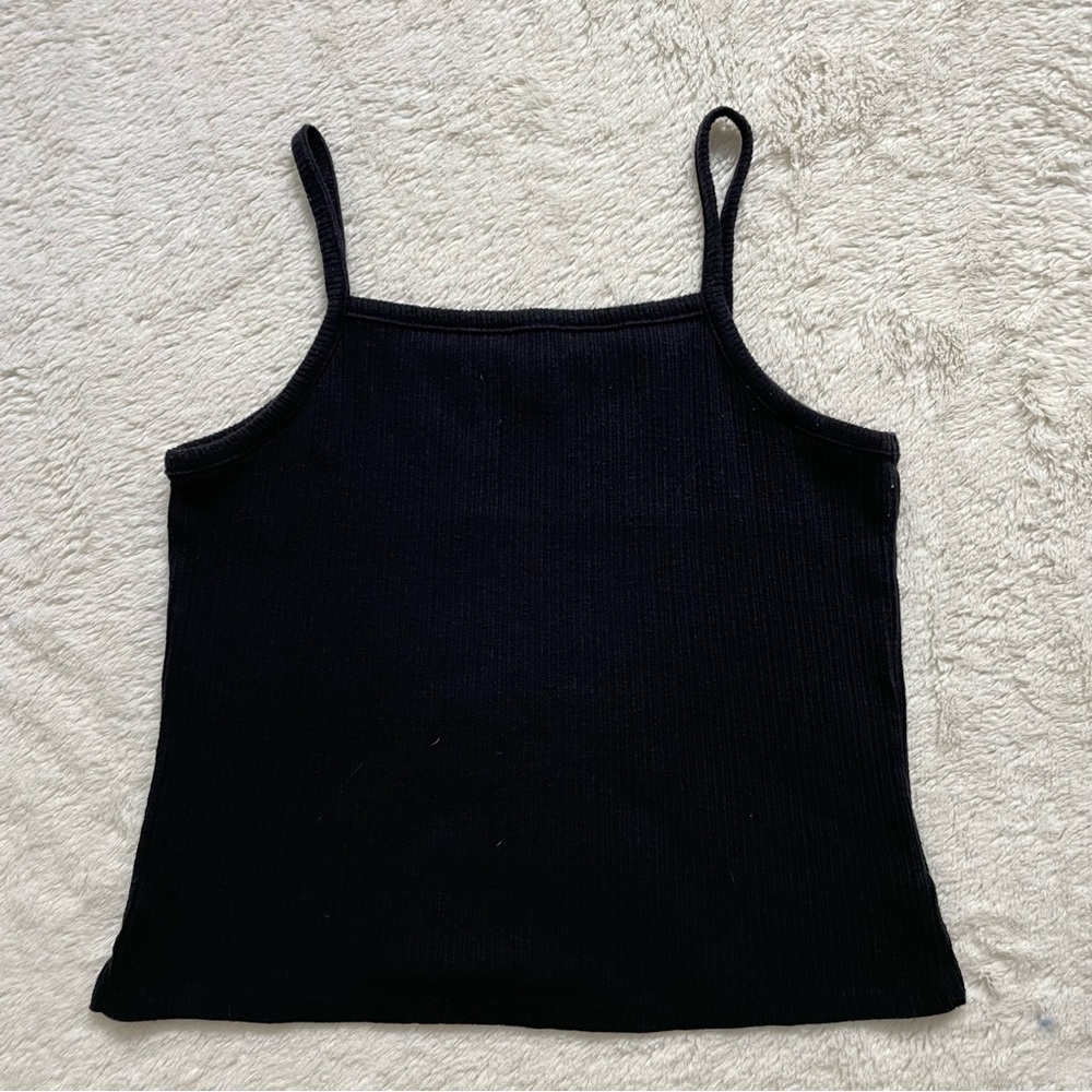 Old Navy Girl's Size XL (14-16) Black Cotton Blend Square Neckline Tank Top